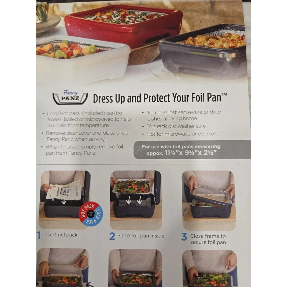 Fancy PANZ Premium White Aluminum Foil Pan Carrier Lid Hot Cold Pack BPA Free US